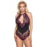 Cottelli Plus Size - kvetinové body (čierna-fialová) - 3XL