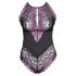 Cottelli Plus Size - kvetinové body (čierna-fialová) - 3XL