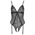 Cottelli - čipkované otvorené body s podväzkami (čierne) - M