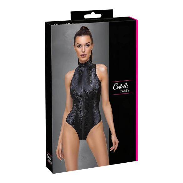 Cottelli Party - čierne body s hadejším vzorom - L
