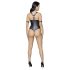 Cottelli Bondage - lesklé otvorené body s krúžkami (čierne) - M