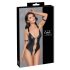 Cottelli Bondage - lesklé otvorené body s krúžkami (čierne) - XL