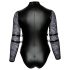 Cottelli Bondage Plus Veľkosť - body s čipkovanými rukávmi (čierne) - 2XL