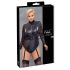 Cottelli Bondage Plus Veľkosť - body s čipkovanými rukávmi (čierne) - 3XL