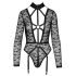 Cottelli - priehľadné body s remienkami (čierne) - M
