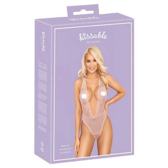 Bozkateľné - čipkované body (ružové) - L/XL