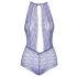 Bozkávacie - čipkované body s remienkom na krk (fialové) - L/XL