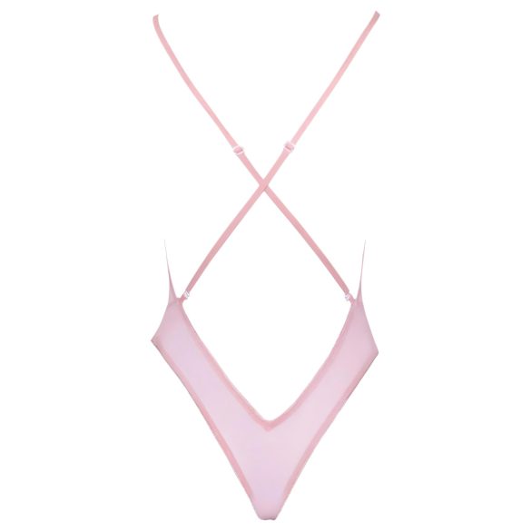 Kissable - čipkované body s ružovou výšivkou - ružová