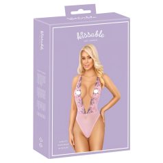   Kissable - čipkované body s ružovou výšivkou - ružová - L/XL
