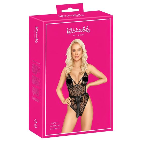 Kissable - čipkované body (čierne) - L/XL