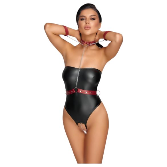 Cottelli Bondage - lesklé body a putá na ruky (čierne) - M