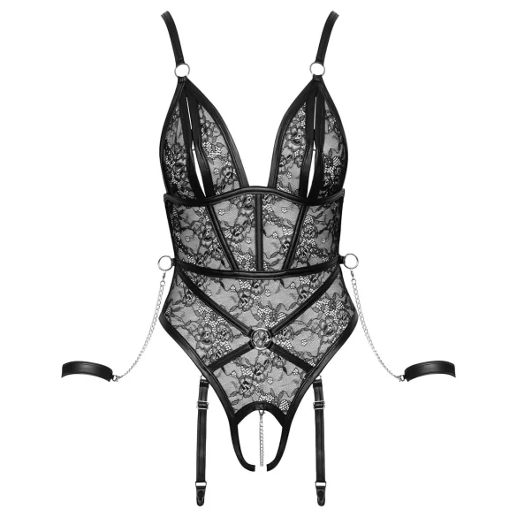 Cottelli Bondage - otvorený body s putami - čierny