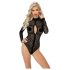 Noir - body s leopardím vzorom a dlhými rukávmi (čierny) - M