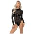Noir - body s leopardím vzorom a dlhými rukávmi (čierny) - M
