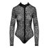 Noir - body s leopardím vzorom a dlhými rukávmi (čierny) - M