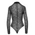 Noir - body s leopardím vzorom a dlhými rukávmi (čierny) - M