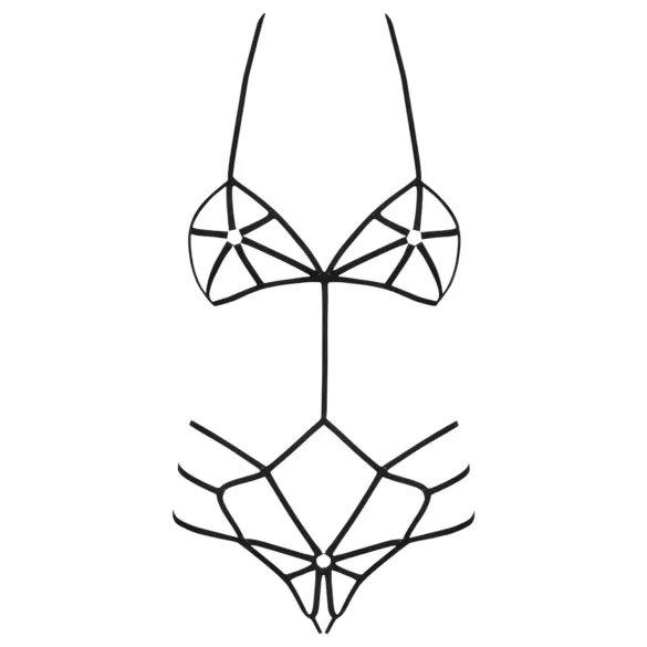 Obsessive - body s ozdobným popruhom - čierne - S/M