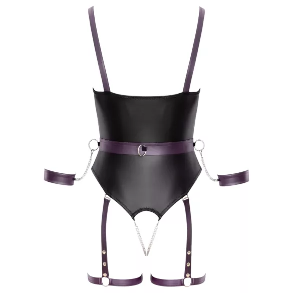 Cottelli - otvorené bondage body s putami - čierne - M