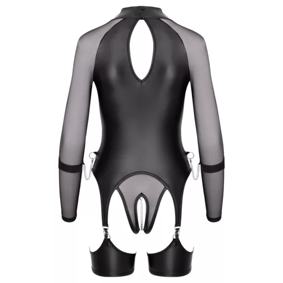 Cottelli Bondage - dámske priesvitné tričko s putami - čierne