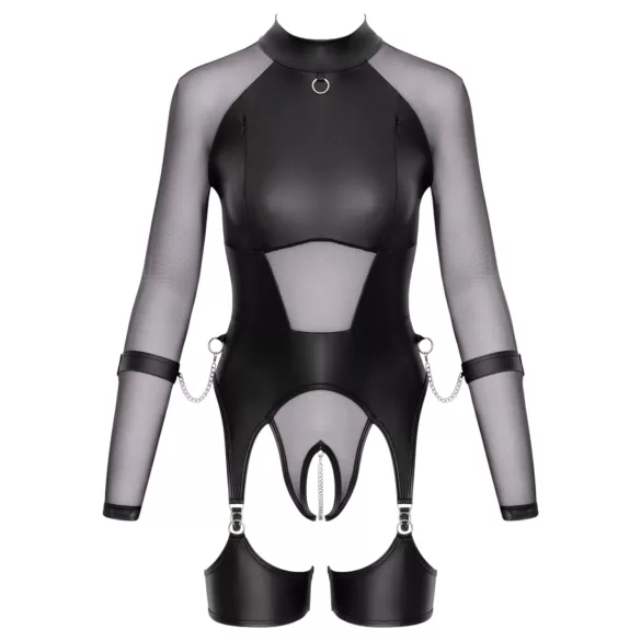 Cottelli Bondage - dámske priesvitné tričko s putami - čierne - M