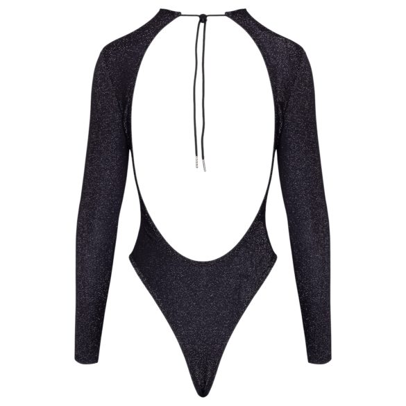 Cottelli - otvorený chrbát, lesklé body (čierna) - L