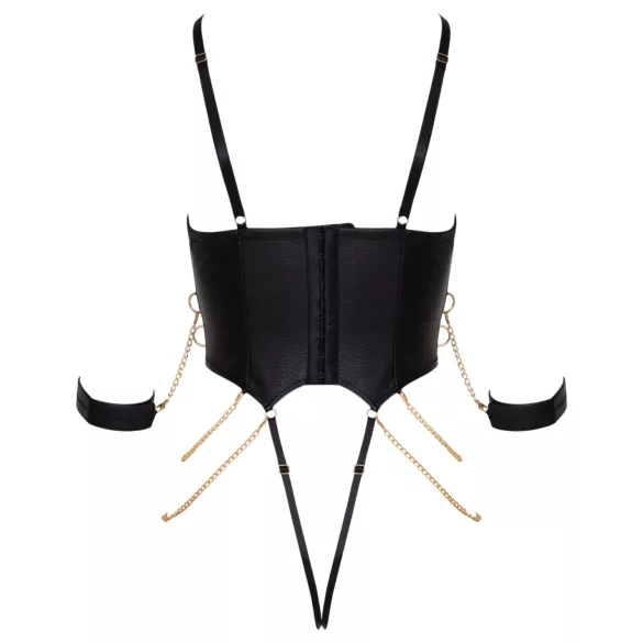 Cottelli - bondage body s reťazami (čierny) - L