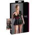 Cottelli Plus Size - lesklé šaty s červeným korzetom - čierne - XXL