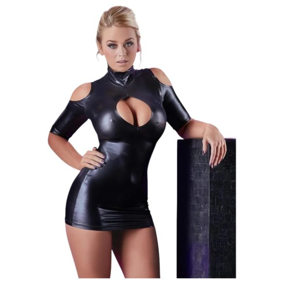 Cottelli - mini šaty s odhalenými ramenami - čierne - XL