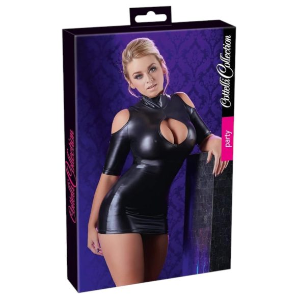 Cottelli - mini šaty s odhalenými ramenami - čierne - XL