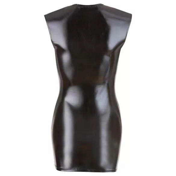 Cottelli - mini šaty na párty bez rukávov - lesklé čierne - XL