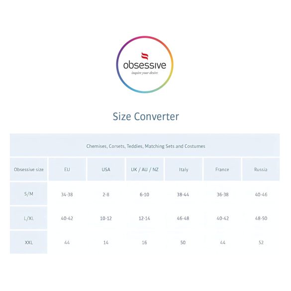 Obsessive - erotické šaty s ramienkami a tangá - čierne so štrasom - L/XL