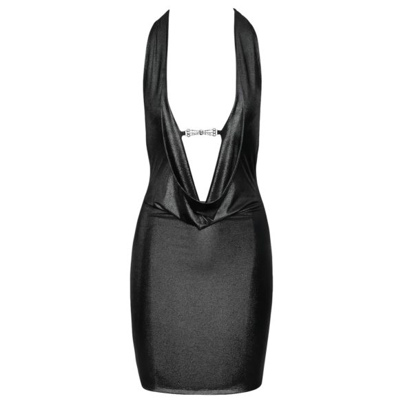 Cottelli Party - mini šaty na krk - strieborné - XL