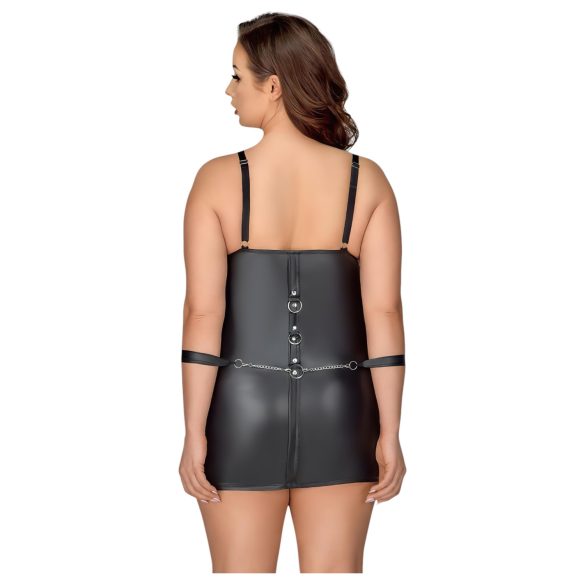 Cottelli - plus size erotické šaty s putami - čierne