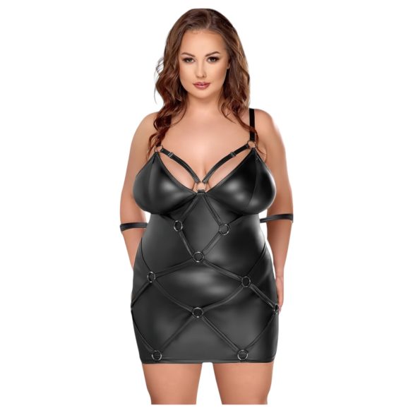 Cottelli Plus Veľkosť - šaty s putami (čierne) - 2XL