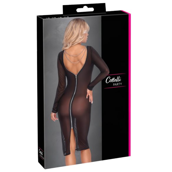 Cottelli Party - krátke priesvitné šaty na zips - čierne - M
