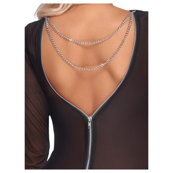 Cottelli Party - krátke priesvitné šaty na zips - čierne - L