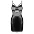 Obsessive - erotické šaty pre dominy - lesklé s priesvitnými vložkami - čierne