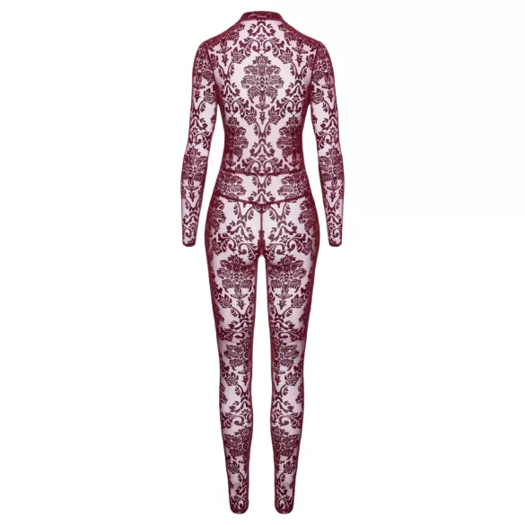 Noir Kink Royal - transparentný catsuit - červená