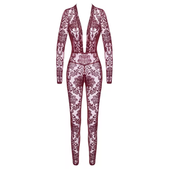 Noir Kink Royal - transparentný catsuit - červená - L