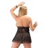 Cottelli Plus Size - čipkovaný voľný babydoll (čierny) - 2XL