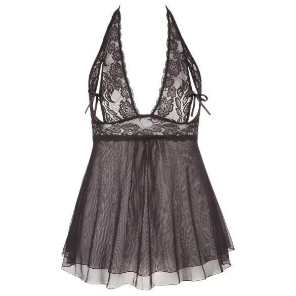 Cottelli Plus Size - babydoll košieľka s čipkou - čierna - 3XL
