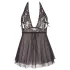 Cottelli Plus Size - babydoll košieľka s čipkou - čierna - 3XL
