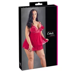   Cottelli Plus Size - erotická babydoll košieľka - čipkovaná - červená - XL