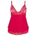 Cottelli Plus Size - erotická babydoll košieľka - čipkovaná - červená - 4XL