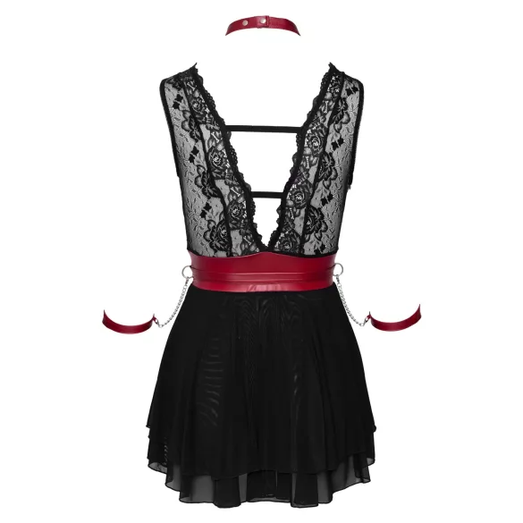 Cottelli Bondage - čipkované babydoll s golierom (čierne) - M