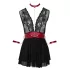 Cottelli Bondage - čipkované babydoll s golierom (čierne) - L