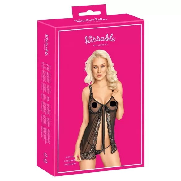 Kissable - otvorená babydoll (čierna)