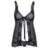 Bozkávateľný otvorený babydoll (čierny) - L/XL