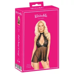 Kissable - babydoll s golierom - čipka - čierna