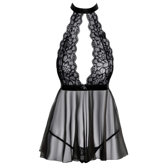 Kissable - babydoll s golierom - čipka - čierna - L/XL
